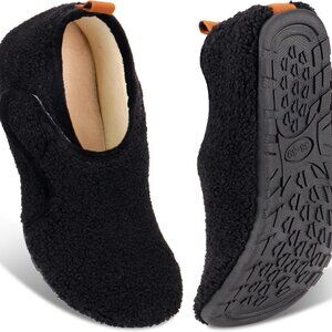 Women Men Indoor Slippers Rubber Sole Cozy Fleece Slip-on House Shoes